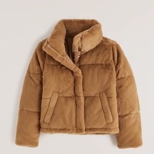 A&F Faux Fur Mini Puffer